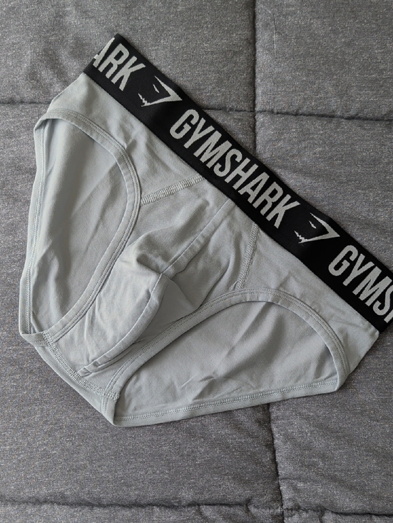 Gymshark Other - Gymshark Light Gray Briefs with Black Waistband and White Logo